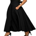 thumbnail image 2 of Jupes Longues Plissées Taille Haute pour Femmes Jupe Évasée Robe en Satin, 2 of 6
