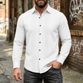 thumbnail image 2 of IhhxPro Men's Linen Button down Shirt Breathable Lightweight Fit Button-Up Pleated Dress Casual Summer Wedding Office Vacation Slim Long Sleeve Solid S-3XL, 2 of 9