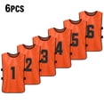 thumbnail image 4 of Graflsoa 6-Piece Kids' Reversible Team Vests with Numbers 1-6, Breathable Polyester for Sports, Orange (Optional Colors), 4 of 7