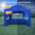 thumbnail image 2 of Jopath 10x10Ft Pop Up Gazebo with Carry Bag and 4Pcs Weight sand bag, Outdoor Canopy Tent Removable, Sidewall with Zipper and Window for Garden, Backyard Blue, 2 of 9