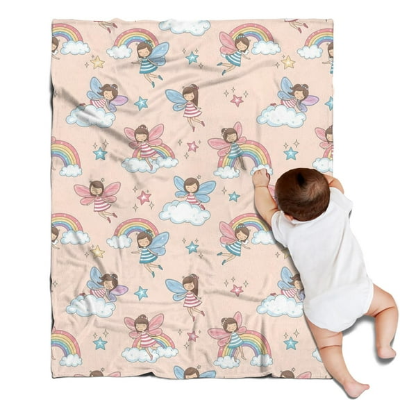 Light Pink Fairy Pattern Blanket,Comfortable Soft Flannel Throw Blanket,All Season,Warm Lightweight Blankets for Sofa Bed Couch Living Room Chair,30"x40"