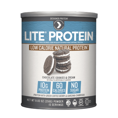 Designer Protein Lite Protein Powder, Chocolate Cookies & Cream, 10g Protein, 0.6