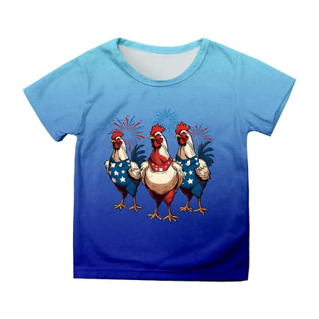LUOGENLI Summer Tops for Girls 2024 Trendy Built in Bra Shirts for Teen Kids Boys Girls Short Sleeve Independence Day Prints T Shirt Child Tops Tops for Girls 14-16Years Shirts for Girls 11-12 Years
