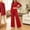 Red, variant on Kyntgho Women's Cotton 2 Piece Lounge Set, Long Sleeve Crew Neck Crop Top and Cropped Wide Leg Pants, Casual Matching Outfit