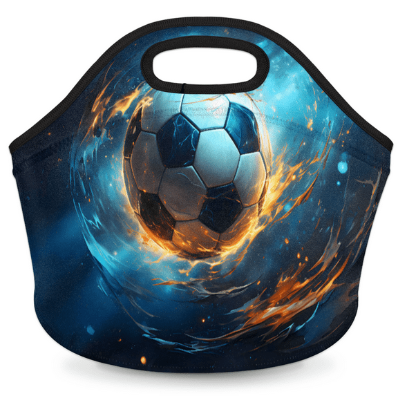 Herdesigns Funny Soccer Insulated Neoprene Lunch Bag for Women Men Lunch Box Washable Reusable Lunch Tote Lightweight Lunch Handbag for Work Outdoor Picnic