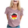 thumbnail image 1 of TSADFHJI Hauts Femmes Tendance Habillé Mode Décontracté Uni Mignon Imprimé Col Rond Manches Courtes Chemise Haut m, 1 of 7