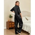 thumbnail image 3 of Ekouaer Silk Satin Pajamas Set Women Short Sleeve Pj Sets Button Down Sleepwear 2 Piece Soft Loungewear, 3 of 6