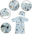 thumbnail image 2 of LYMAYTER Infant Unisex One-Piece Swimsuits Swim Cap 2PCS Newborn Short Sleeve Prints Romper Swimwear for 9 Months -7 Years, 2 of 9