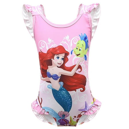 HUSERYT Girls Kids Cartoon Mermaid Princess Ariel Swimwear Bikini One