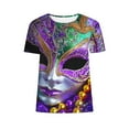 thumbnail image 5 of RKSTN Women's Oversized Mardi Gras T Shirts Crewneck Funny Carnival Graphic Printed Short Sleeve Shirts Tops Womens Casual Summer Plus Size Round Neck Loose Fits Comfy Holiday Tee Shirts, 5 of 5