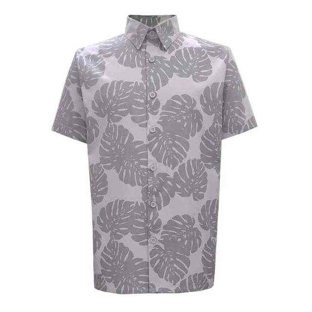 Camisa George Para Hombre Estampado Playero Talla EG Gris