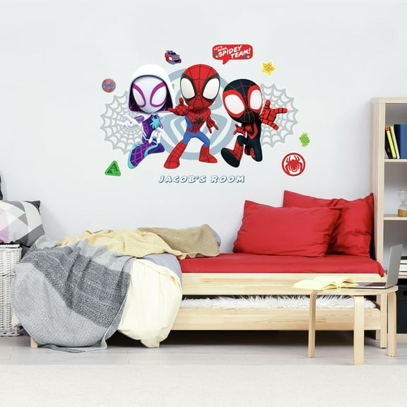 Spidey And His Amazing Friends Headboard Peel And Stick Giant Wall Decal with Alphabet
