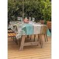thumbnail image 4 of 60x84 Inch Outdoor Tablecloth with Umbrella Hole Zipper Rectangle Starfish Rectangular Tablecloths Outside Waterproof Coastal Coral Ocean Teal Green Brown Wood Grain Patio Table Cover for Picnic, 4 of 8