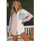 thumbnail image 3 of ABPHQTO Camisa rosa con bolsillos arrugados colorblock de mujer, 3 of 5