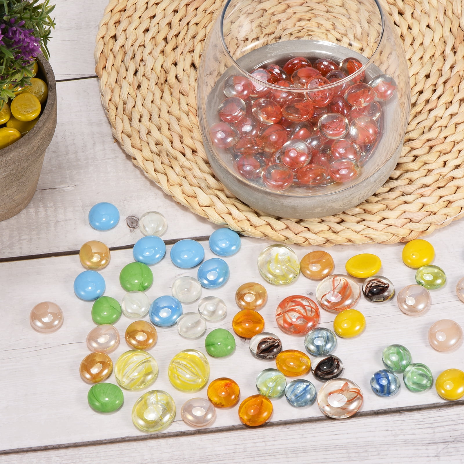 Uxcell Decorative Flat Glass Marbles 17-19mm Rock Vase Filler Clear for  Fish Tank Table Scatter Decor, 50 Pcs 