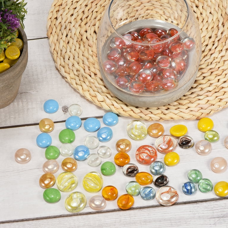 100 YELLOW LUSTER FLAT GLASS MARBLES GEMS, VASE FILLERS, MOSAIC TILES $8.99