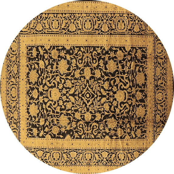 Ahgly Company Indoor Round Oriental Brown Industrial Area Rugs, 4' Round