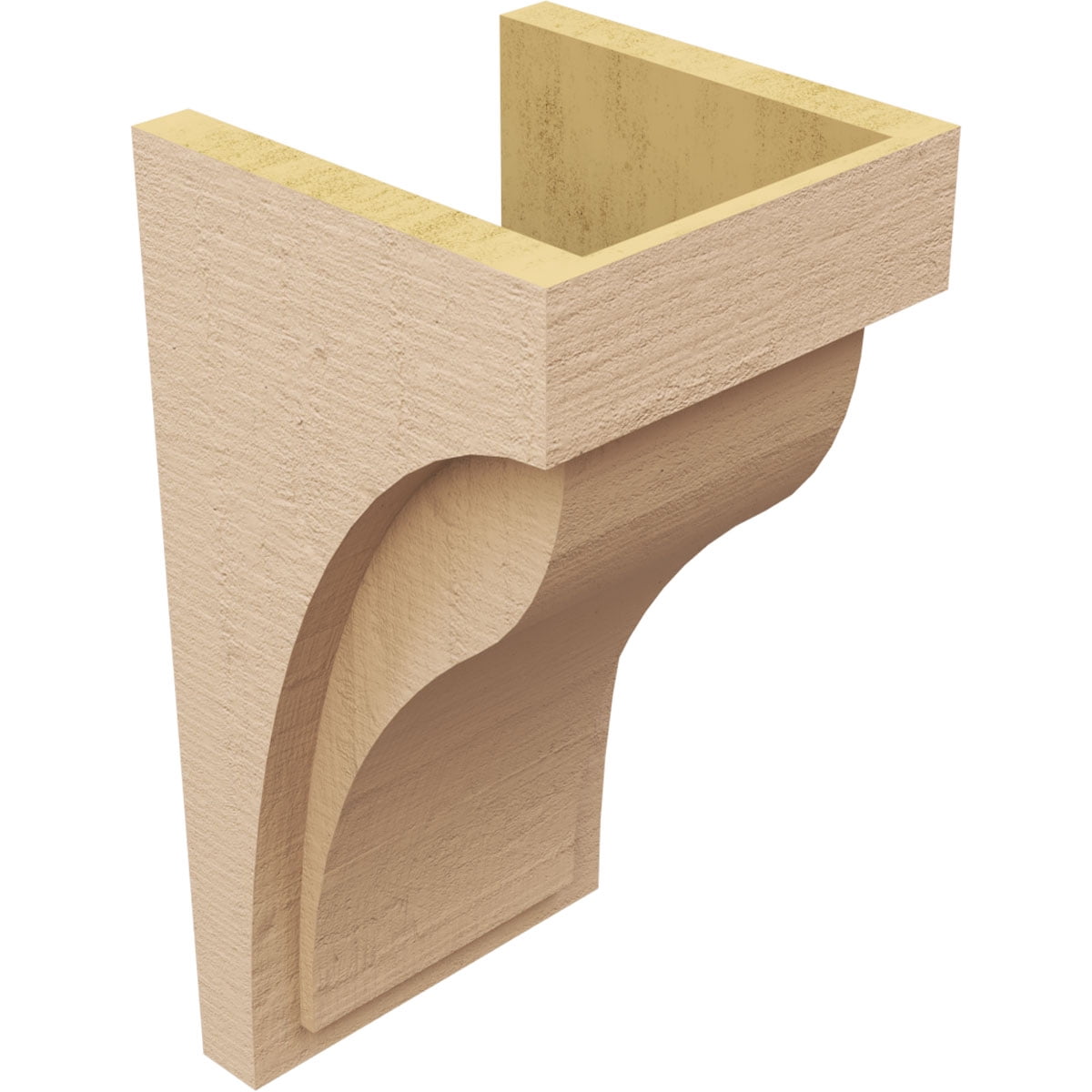 8"W x 8"D x 16"H Wide Helena Rough Cedar Woodgrain TimberThane Corbel, Primed Tan