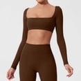 thumbnail image 2 of Chaqueta de yoga para mujer - Manga larga con almohadilla en el pecho - Camiseta ajustada y corta para entrenar, 2 of 7