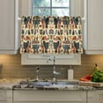 thumbnail image 2 of Yayeee Kitchen Curtains Tier Pair Light Filtering 27"x36" Rod Pocket Short Cafe Window Panel, Red Geometric, 2 of 7