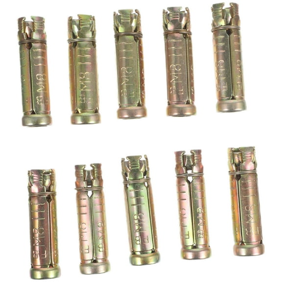 HOOWIFFY 10Pcs Steel Concrete Knurled Drop in Anchors for Household Fixtures
