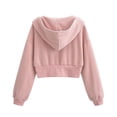 thumbnail image 4 of CUSTG Women Zip Up Hoodie Cropped Double Zipper Sweatshirt Casual Streetwear Solid Color Long Sleeve Leisure Tops Daily Wear, 4 of 4
