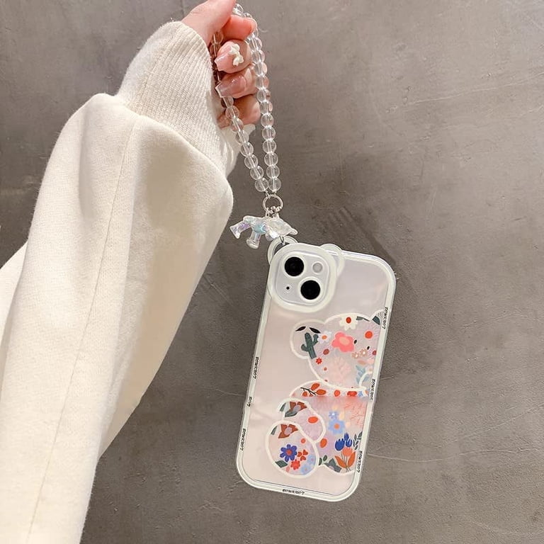 IAIYOXI Case For IPhone 12 With Cute Flowers Bear Pattern, Camera Protector, Clear