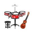 thumbnail image 4 of Baterías de simulación, kits de batería con baquetas, juguetes educativos para niños, batería de jazz Silla Guitarra Roja, 4 of 9