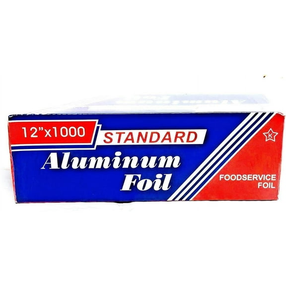 12” X 1000’ ft (Standard) Aluminum Foil Roll wrap with cutter dispenser - Kitchen use, Silver