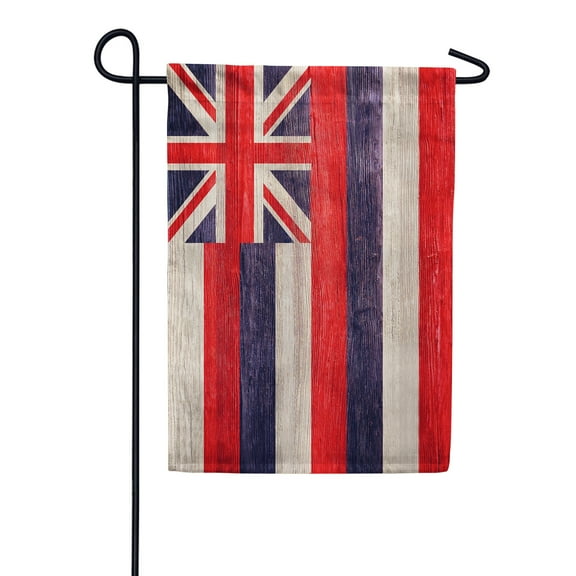 America Forever Hawaii State Flag 12.5 x 18 Inch Double Sided Outdoor Yard Decorative USA Vintage Wood State of Hawaii Garden Flag, Made in the USA