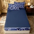 thumbnail image 4 of Erosebridal Shark Camo Print Zipper Queen Comforter Set with Fitted Sheet and 2 Pillowcases for Boys Men, Blue Ocean Marine Camouflage Zipper Bedding Set, Navy Reversible, 4 Pieces, 4 of 7