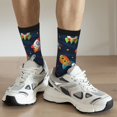 thumbnail image 6 of Gukieu Spaceships and Stars Print Contrast Color Mid-calf Socks, Sweat-wicking Athletic Socks, Unisex Clothing Accessories, 6 of 6