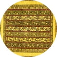 thumbnail image 1 of Ahgly Company Indoor Round Abstract Yellow Modern Area Rugs, 4' Round, 1 of 4