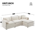 thumbnail image 3 of 103" Chenille Modular Sectional Sofa with Deep and Wide Seat, L Shaped Cloud Couch Set with Double Cushions, 4 Seat Sofa with Movable Ottoman, Oversized Indoor Furniture (White), 3 of 11