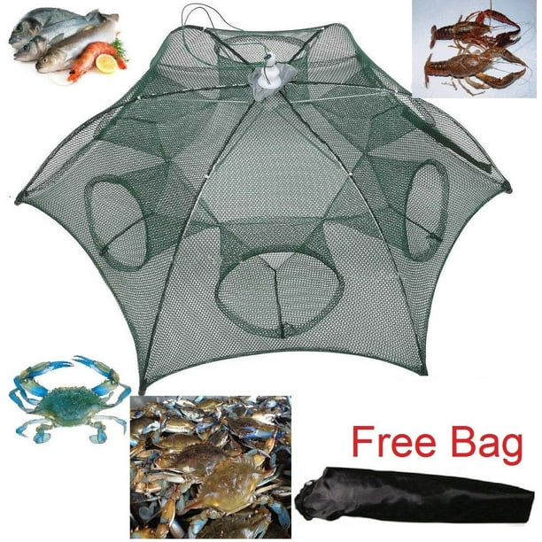 Foldable Crab Net Trap Cast Dip Cage Fishing Net for Fish Minnow