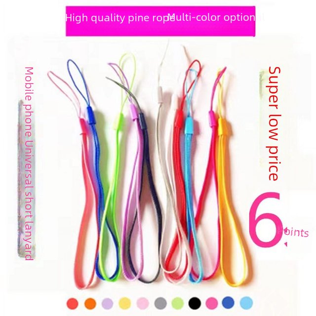 Cuerda de pino de 5 puntos, cordón de nailon para teléfono móvil, cuerda de color corta portátil, disco U, linterna, ventilador pequeño, cuerda antipérdida