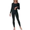 thumbnail image 2 of INSPIRE CHIC Women's Easter Thermal Underwear Sets Long Sleeve Shirt with Leggings Cold Winter Base Layer Pajamas Set M Black, 2 of 6