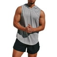 thumbnail image 2 of Arvbitana Men Quick Dry Hooded Tank Sleeveless Solid Color Fitness Training Muscle Gym Sports Vest Top Summer Shirt, 2 of 8