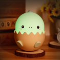 thumbnail image 1 of 1 pieza de luz nocturna de dinosaurio para niños, lindo huevo recargable de silicona para bebé, lámpara de noche con sensor táctil, decoración de habitación de dinosaurio, luz nocturna que cambia de JAMW Sencillez, 1 of 5