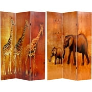 Oriental Furniture 6 ft. Tall Giraffe & Elephant Room Divider - 3 Panel