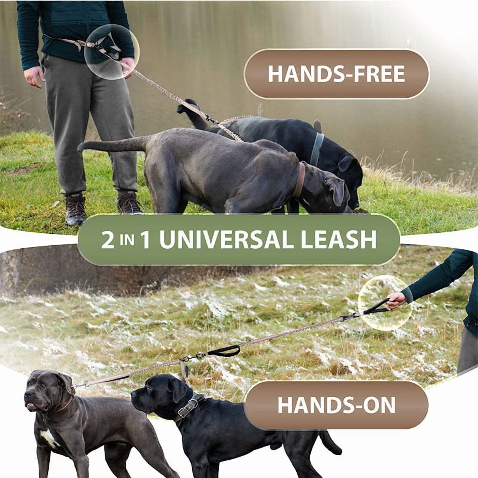 OHDufiry Pets Hands Free Double Dog Leash – Dual Leash for Medium and Large Breeds – Lead for 2 Dogs with Padded Handles, Reflective Stitches, No Pull, Tangle Free