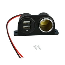 GUANGHUI 12V USB Cigarette Lighter Socket, Dual USB Outlet with Lighter Cover and Cable, for Car, Truck, RV, Phone, etc