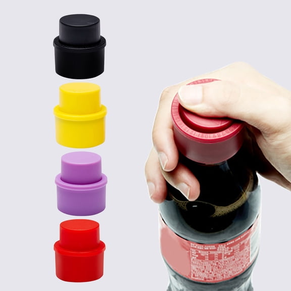 3 Pack Black Press-Type Soda Bottle Stoppers, Reusable Carbonation Preserving Sealing Caps for Carbonated Beverage Bottles, Leakproof & Food-Grade Silicone Bottle Covers, Dishwasher Safe