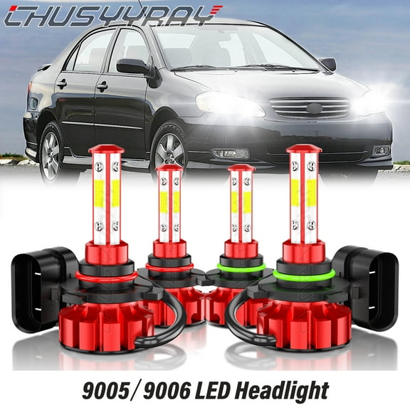 For Toyota Corolla 1993-1997 2001-2013 6000K Pure White 9005 9006 Combo LED Headlight High Low Bulbs