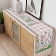thumbnail image 4 of Easter Table Runner - 48 Inch Long, Kitchen Dining Table Runner Dresser Scarves, Cute Bunny Eggs Flowers Plants Pink Checkered Farmhouse Decor for Coffee Tables Wedding Party Banquet, 4 of 8