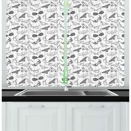 Black And White Curtains 2 Panels Set Lingerie Underwear Pattern