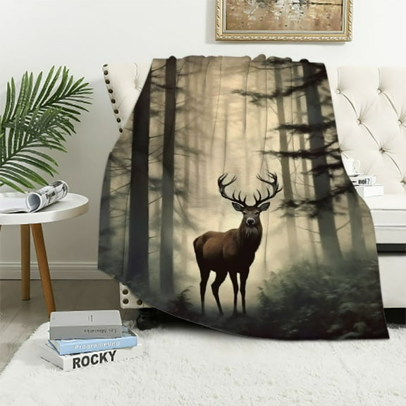 COMIO Deer Blankets for Men - Deer Blankets and Throws Sherpa Blanket Deer, Deer Blanket for Men Hunting Lovers, Deer Blanket for Couch Sofa Decor All Seasons, Deer Throw Blankets