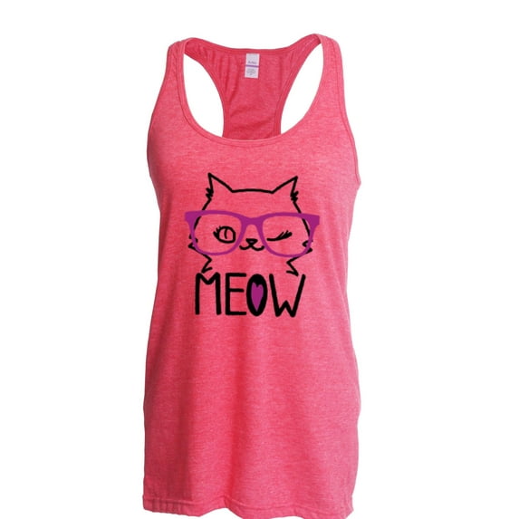 MmF - Women's Racerback Tank Top, up to Women Size 2XL - Meow Cute Cat Kitty