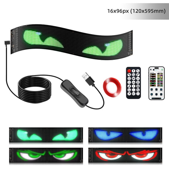 millions-Autoparts 1PC Devil Eyes Light for Cars 23.62"x4.72" led eyes for truck windshield with App Control