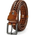 thumbnail image 4 of Braided leather belts for men, men\'s belts for jeans 1 3/8", casual and dress men\'s belts brown woven belt, 4 of 5